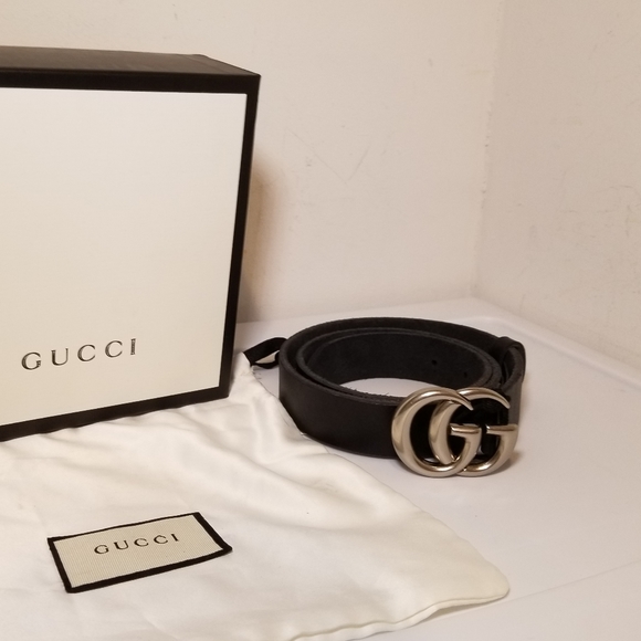 silver buckle gucci belt